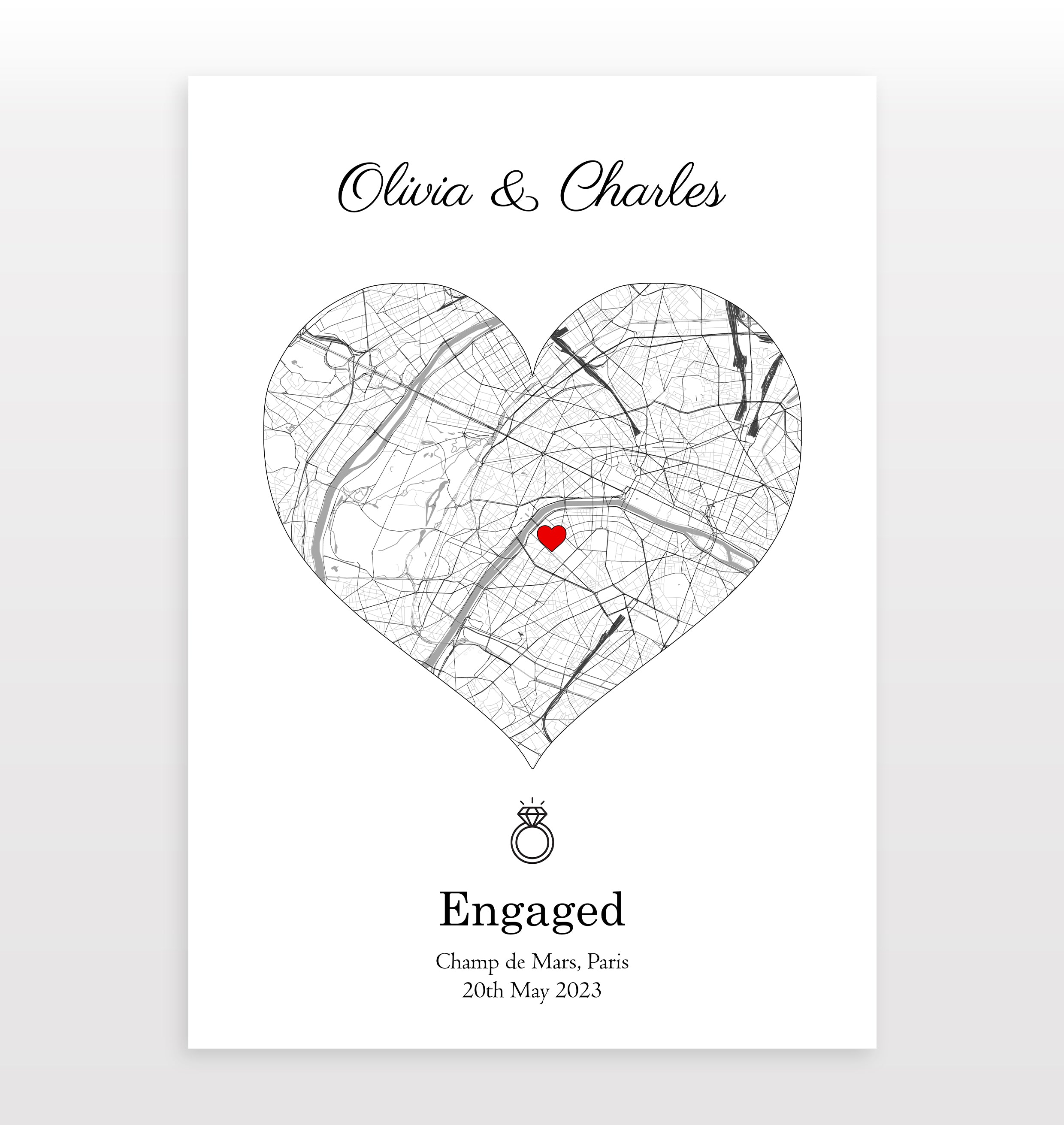 Personalised Street Map Heart Print