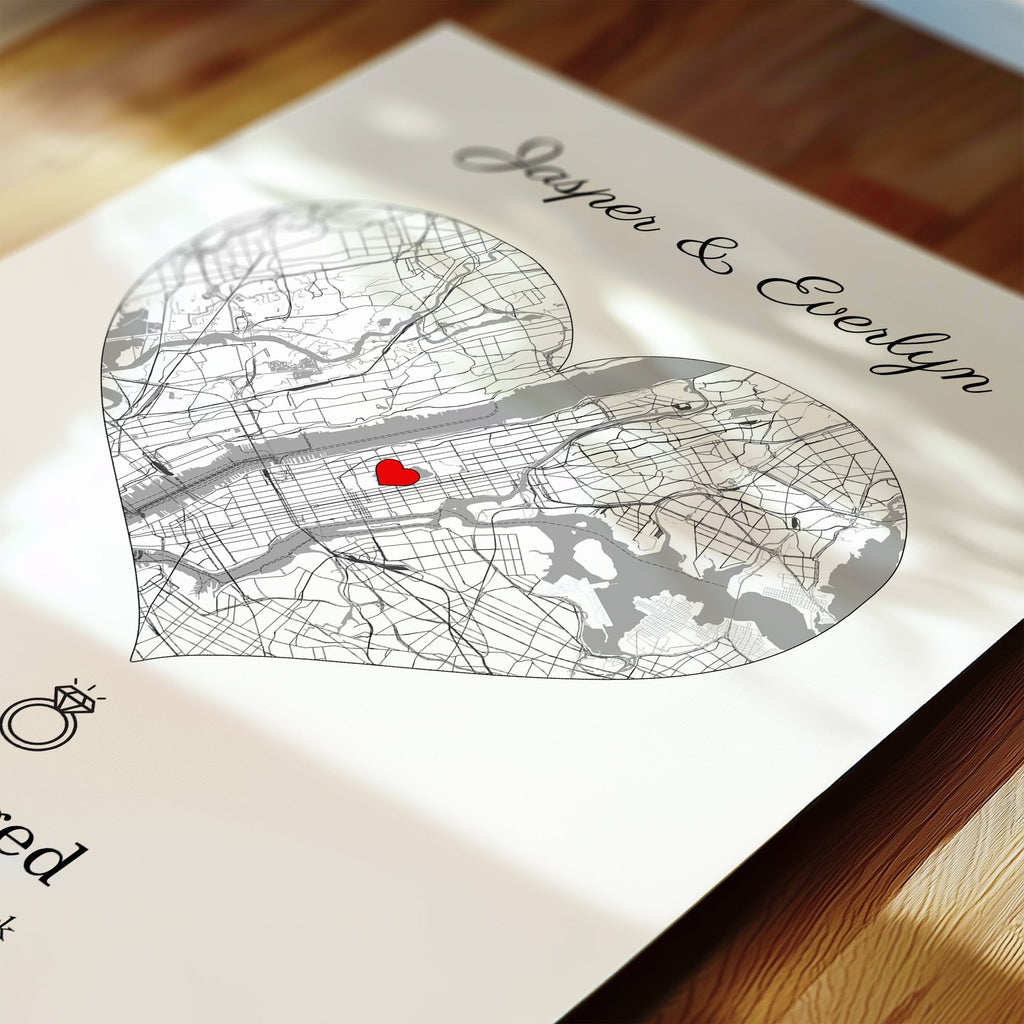 Personalised Street Map Heart Print