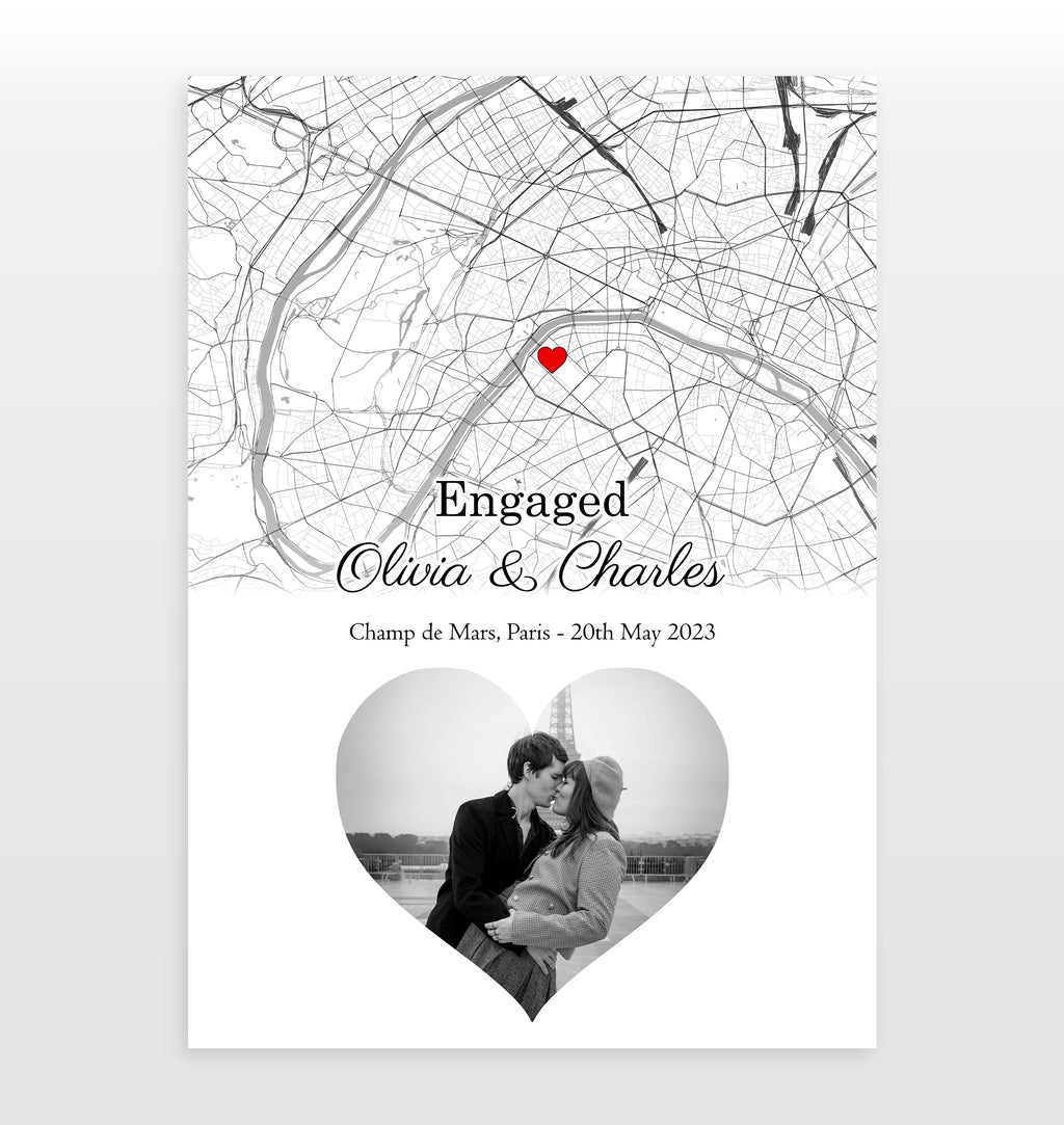 Personalised Street Map Heart Photo Print