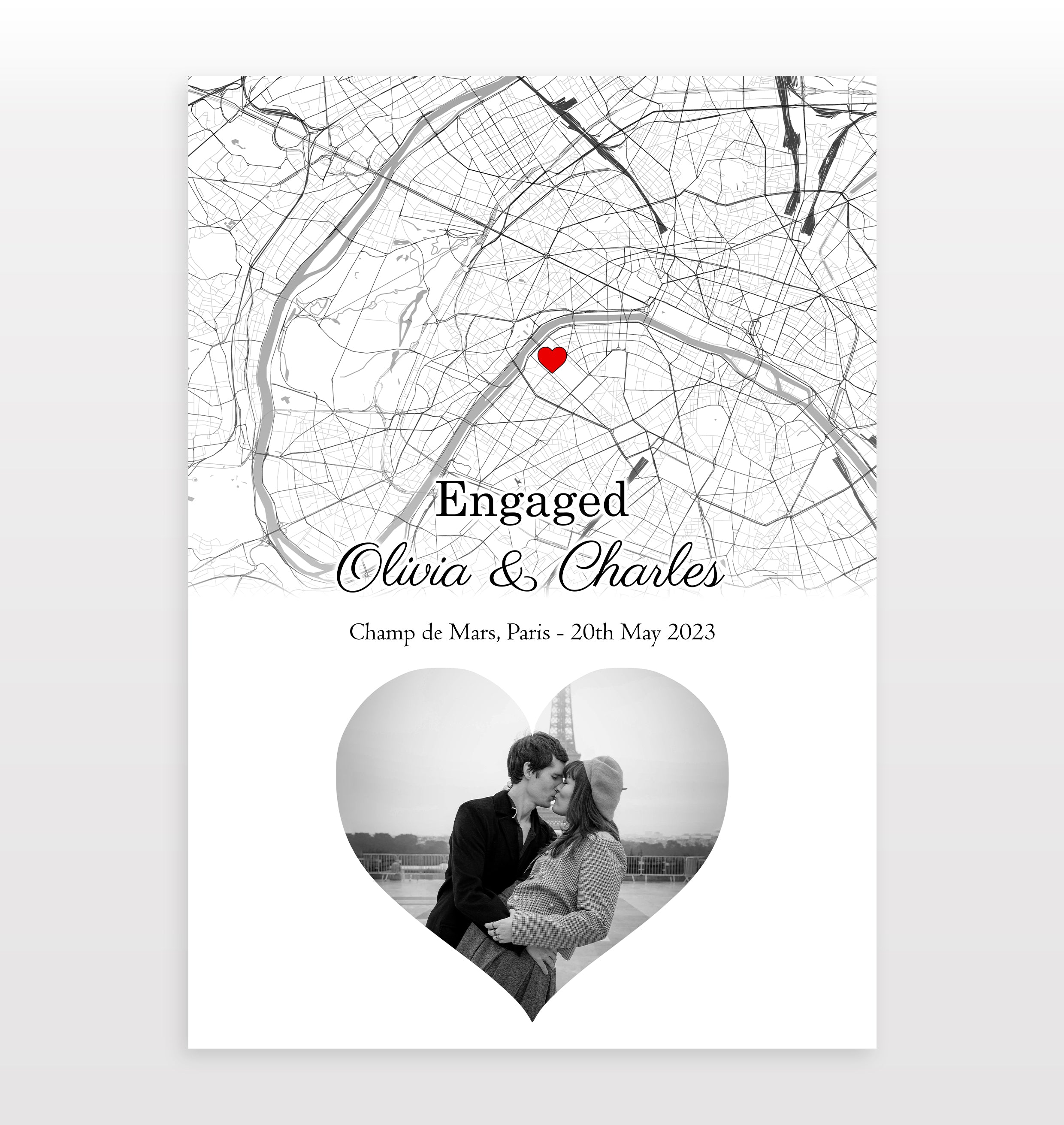 Personalised Street Map Heart Photo Print