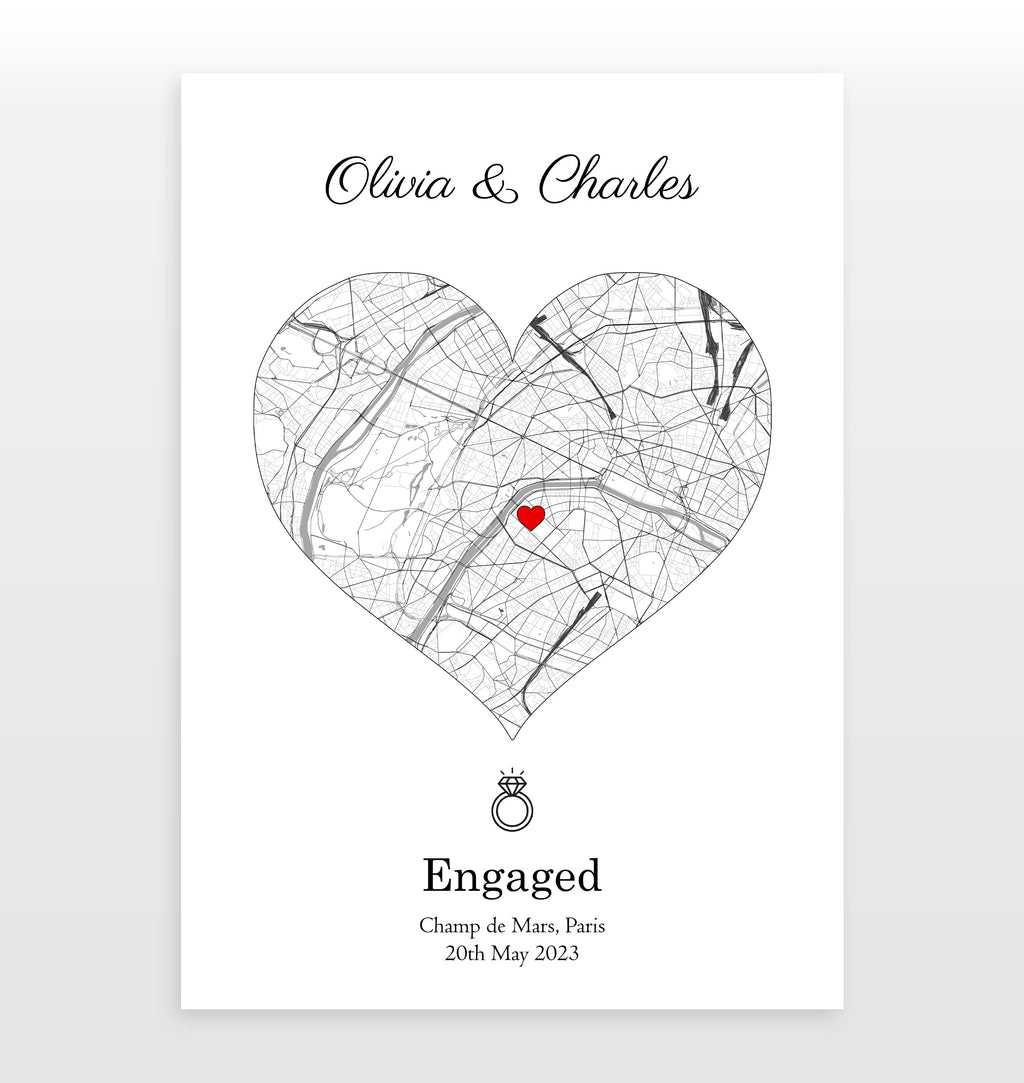 Personalised Street Map Heart Print